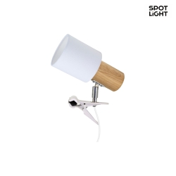 Clip-on lamp TREEHOUSE CLIPS, E27, white shade, socket oiled oak / clamp white